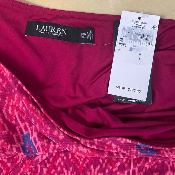 Ralph Lauren Pink Fuchsia Geo-Print Jersey One-Shoulder Dress Womens Sz 20W - Picture 4 of 13